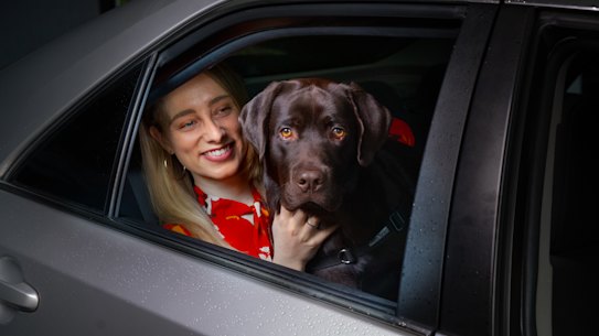 Sarah Sanelli and her chocolate lab Hank are ready to hit the road.