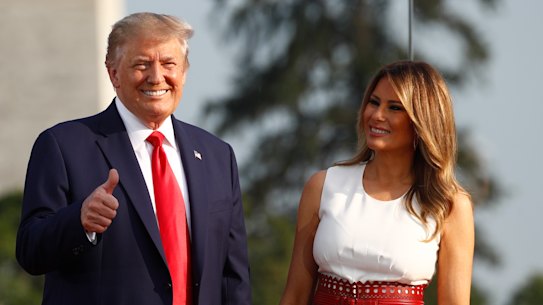 President Donald Trump and first lady Melania Trump at the "Salute to America" event on July 4.