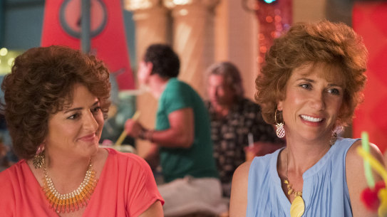 A “real tit-flapper” of a comedy: Annie Mumolo as Barb and Kristen Wiig as Star.