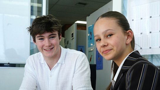 Coco Pearce, who has commenced ECP this week, with tutor Ben Long at Avivo Elite Tutoring in Ivanhoe.