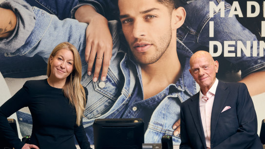 Olivia Wirth, executive chairwoman of Myer, with Solomon Lew who offloaded his apparel brands business and will take a board seat at the department store chain.