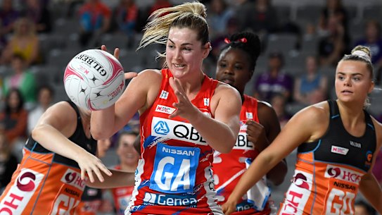 Swifts player Sophie Garbin during last year’s Super Netball season.