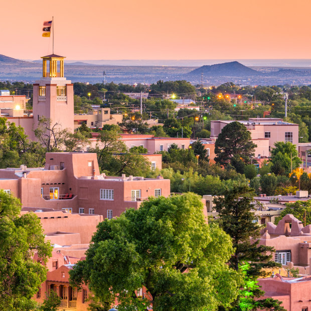 A Chinese woman visiting Santa Fe, New Mexico, wears a Louis