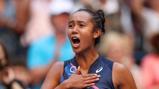Canadian teenager Leylah Fernandez celebrates her latest US Open triumph.