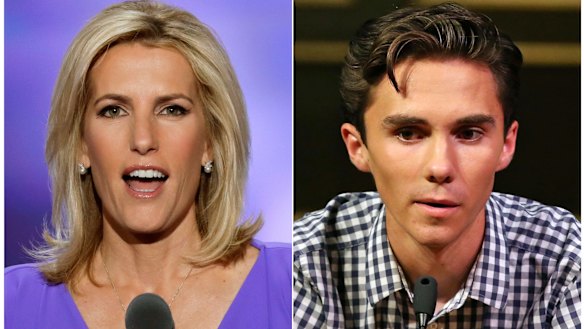 Laura Ingraham and David Hogg have traded barbs over Twitter.