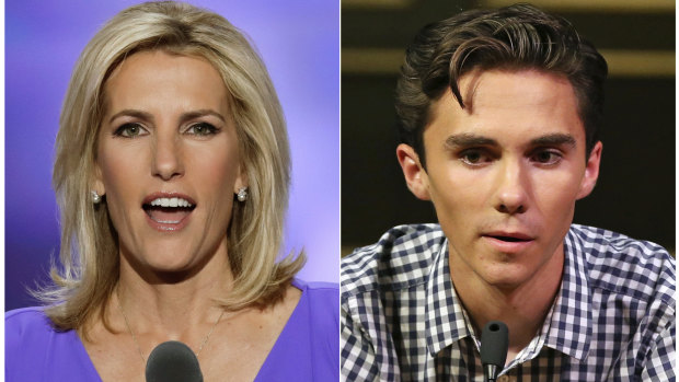 Laura Ingraham and David Hogg have traded barbs over Twitter.