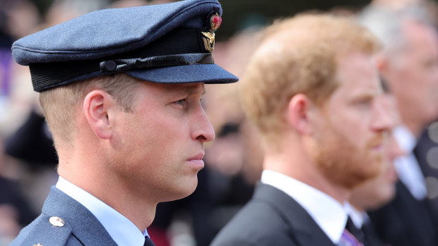 Prince William and Prince Harry walk behind the Queen’s coffin during a ceremo<em></em>nial procession in Lo<em></em>ndon this week. 