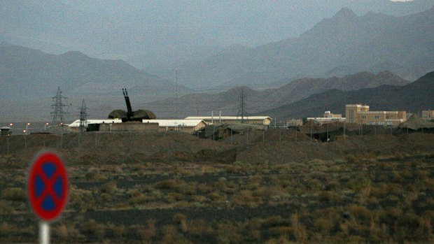 An anti-aircraft gun position at Iran's nuclear enrichment facility in Natanz, Iran. 