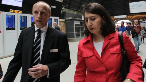 Andy Byford, then chief operating officer of NSW Railcorp, with then Transport Minister Gladys Berejiklian in 2011.