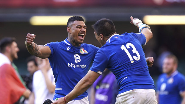 Italy’s Monty Ioane during his side’s Six Nations win earlier this year. 