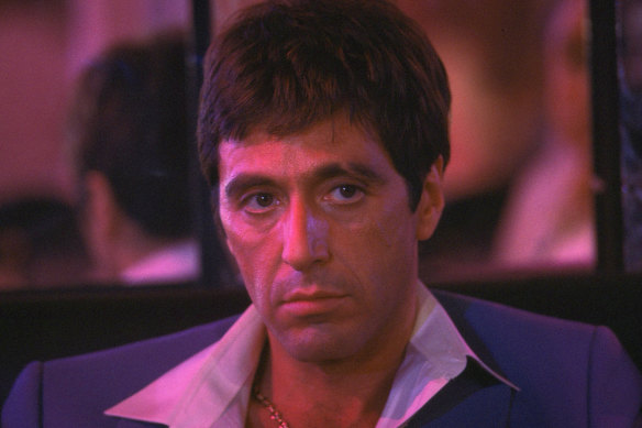 Al Pacino in a scene from the film Scarface.