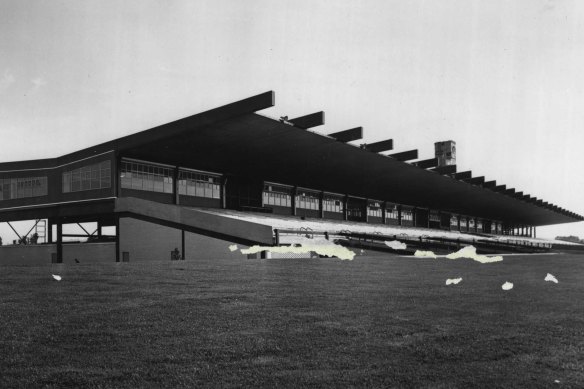 The grandstand in 1965. It was heritage listed in 2019.