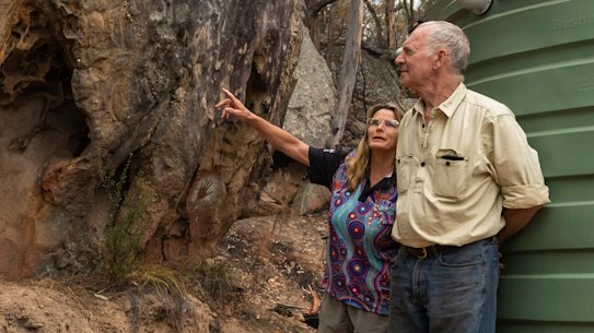 The fire came within metres of the main house on Leanne King and Phil Sheppard's property in the Hunter Valley. 