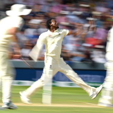 Archer bowls during day four of the second Test at Lord's.