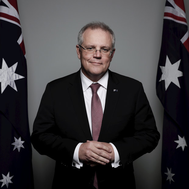 Prime Minister Scott Morrison poses for a portrait at Parliament House the day after winning the Liberal leadership. 