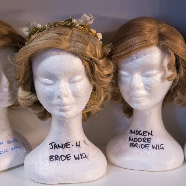 Some of the 139 wigs used in Muriel's Wedding the Musical.
