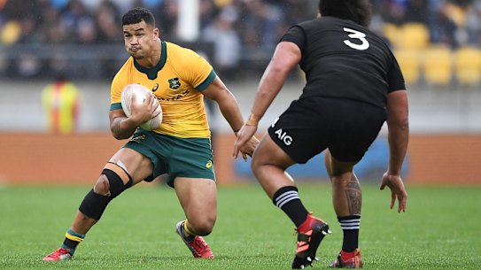 Hunter Paisami was sensational on debut for the Wallabies in Wellington.