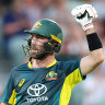 Glenn Maxwell celebrates his century.