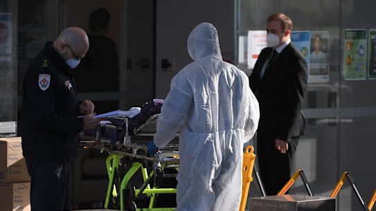 Workers at Epping Gardens aged care centre in July.