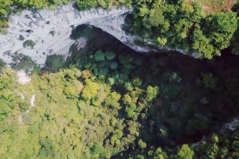 The Guangxi sinkhole is roughly 200 metres deep. 