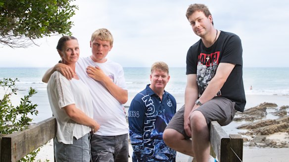 Helen Nicholls with her son Tom, husband Mark and son Jake have camped at Walkerville for many summers.