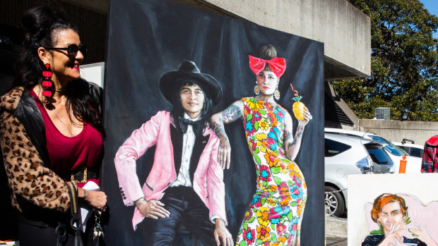 Tania Wursig delivers her portrait “Chuckita” of DJ Charlie Villas and her jewellery designer wife Nikita Majajas, for the 2021 Archibald Prize.