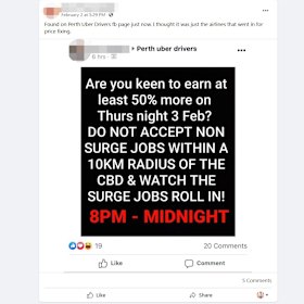 Uber Perth price gouge.