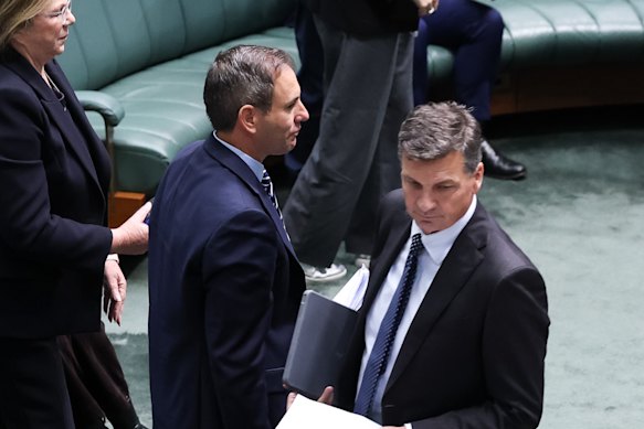 Treasurer Jim Chalmers and Opposition Leader Angus Taylor.