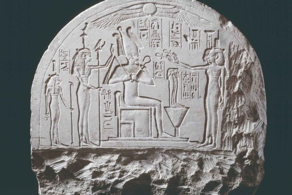 Stela from the Rijksmuseum van Oudheden, part of the Discovering Ancient Egypt exhibition at the Queensland Museum Kurilpa, Brisbane.
