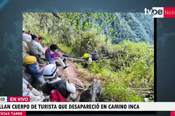 The body of the Australian man was found in an abyss along the Inca Trail on Thursday afternoon (Lima time). 