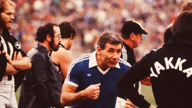 Hard yakka: In his first year as coach Tommy Hafey famously, heartbreakingly, lifted the club from last to the top of the ladder and two grand finals.