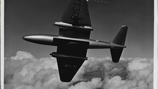 The Canberra bomber, now in service with the R.A.A.F.
