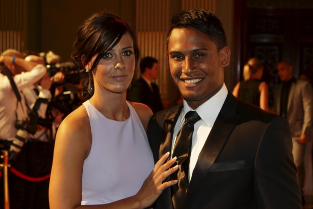 Ben Barba with partner Ainslie Currie at the 2012 Dally M awards.