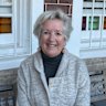 Jane Caro on the front porch of her new (old) house.