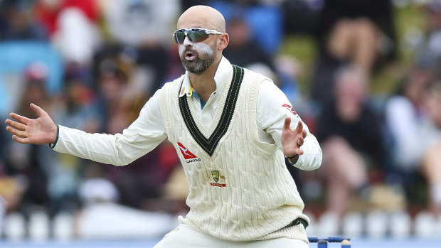 Nathan Lyon in action in Wellington.