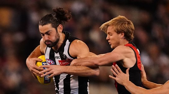 Magpies ruckman Brodie Grundy shined during Collingwood's win over Essendon at the MCG.