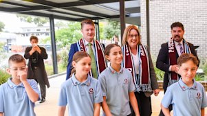 Premier Jacinta Allan and Deputy Premier Ben Carroll at Pascoe Vale South Primary School.