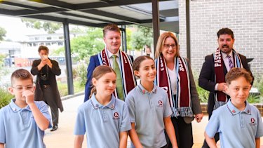 Premier Jacinta Allan and Deputy Premier Ben Carroll at Pascoe Vale South Primary School.