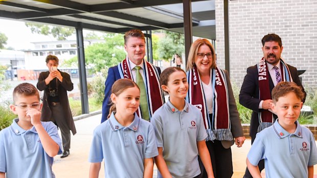Premier Jacinta Allan and Deputy Premier Ben Carroll at Pascoe Vale South Primary School.