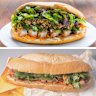 Pork banh mi at Ca Com (top) and Phuoc Thanh.