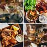 Clockwise from top left: Make a classic martini at home; Take it outside and grill Korean-style chicken wings; get the girls together for a wine club; pair fish and chips with a bottle of Chablis.