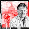 Composite image of Michael Lewis, Donald Trump and the White House for The Morning Edition.