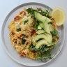 Cherry tomato, feta and avocado egg flip.
