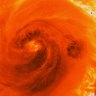 An infrared image of Hurricane Sandy over Cuba, October 25, 2012.