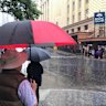 Rain in Brisbane, Queensland.