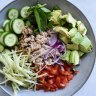 Quick tuna, lentil and avocado salad.