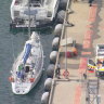 Flying Fish Arctos in dock at Jervis Bay after a crew member died during the Sydney to Hobart yacht race. 
