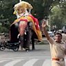 Temple elephant loaded with gold