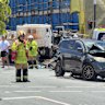 The crash scene at the intersection of Banya Avenue and Bruny Street on Thursday.