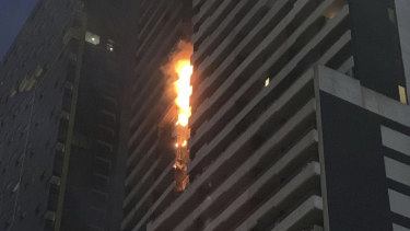 The Neo200 blaze on Spencer Street on February 4.